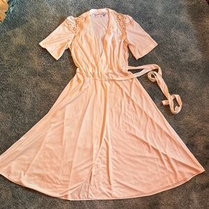 Vintage Young Edward White/ Peach Wrap Dress